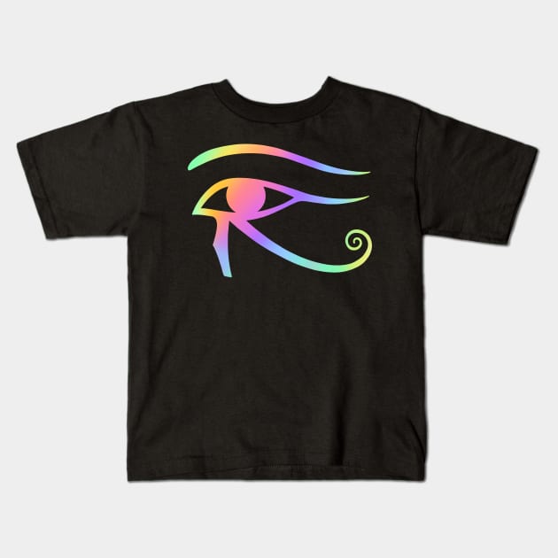 Eye of Horus. Rainbow Holographic colors Kids T-Shirt by OccultOmaStore